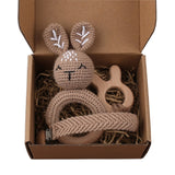Crochet Bunny Baby Teether Rattle Set